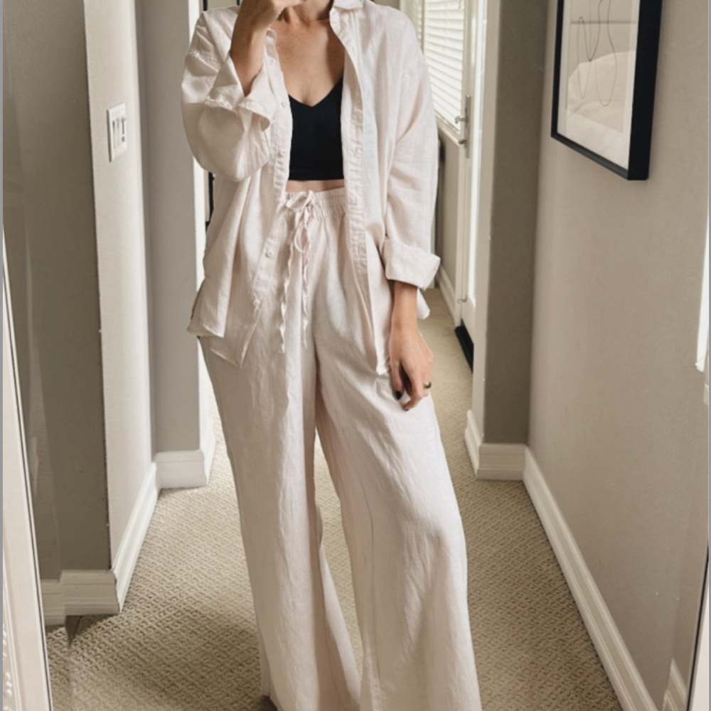 Splendid Button Down Shirt+Wide Leg Pants XS
